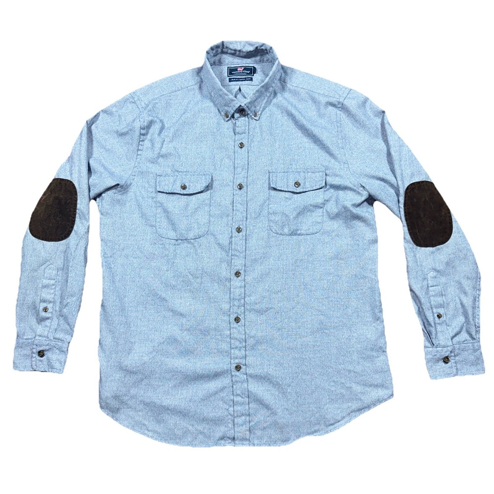 Vineyard Vines Performance Crosby Shirt Mens Blue Elbow Patch XL Button Down